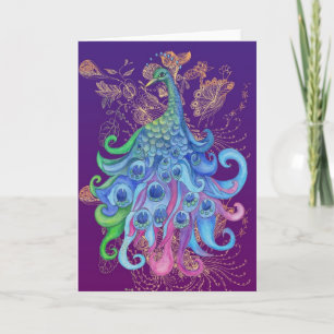 Pour Fêtes Annuelles Cartes de voeux paisibles de blanc de paon