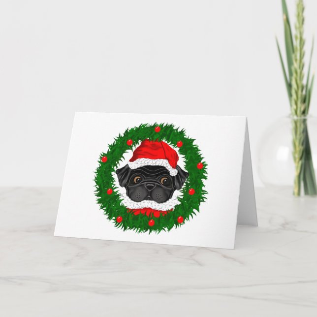 Pour Fêtes Annuelles Cartes de voeux Père Noël Carlin noir (Devant)