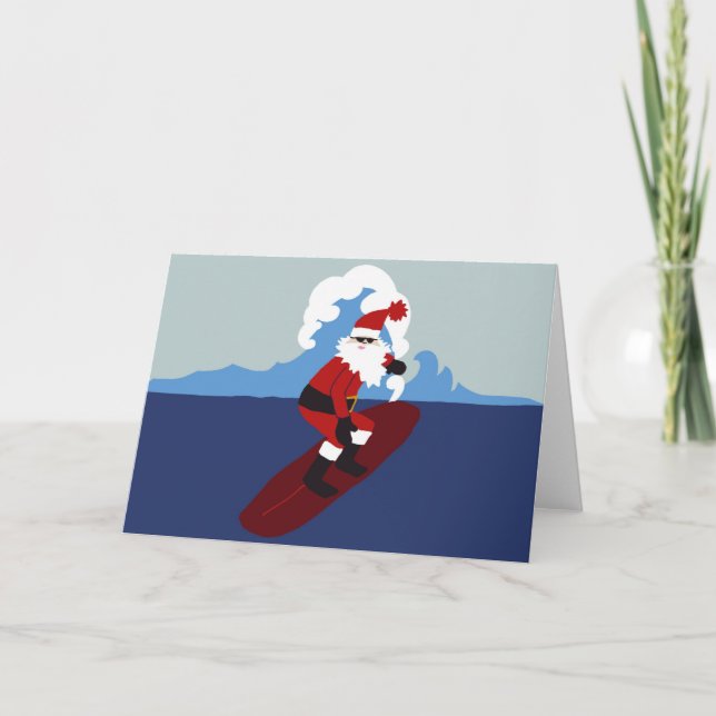 Pour Fêtes Annuelles Cartes de voeux Père Noël-Horizontales surfantes (Devant)