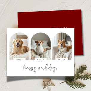 Pour Fêtes Annuelles Cartes de vœux photo Happy Pawlidays avec nom de c