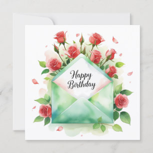 Pour Fêtes Annuelles Cartes de vœux Roses rouges & Joyeux anniversaire