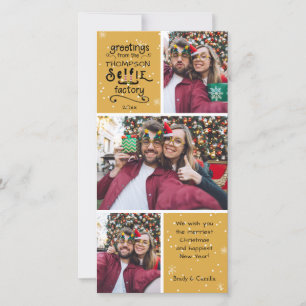 Pour Fêtes Annuelles Cartes de vœux sELFie, Or changeant, 3 Photos