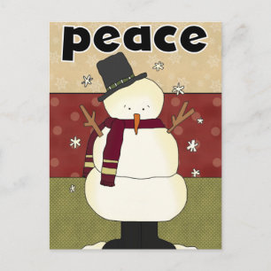 Pour Fêtes Annuelles Cartes de voeux Snowman Peace Holiday