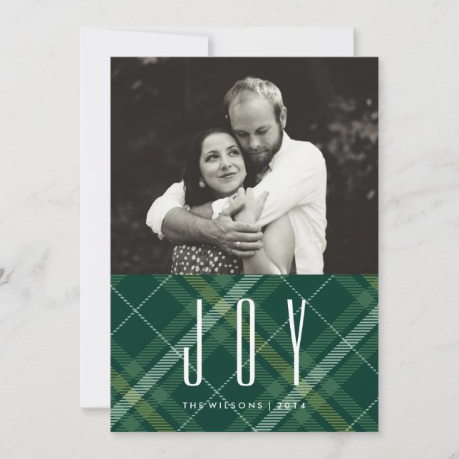 Pour Fêtes Annuelles Cartes de vœux Tartan Tidings JOY Plaid Gingham Fê (Devant)