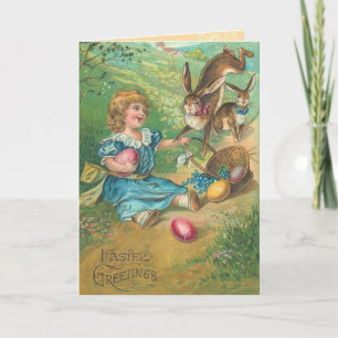 Pour Fêtes Annuelles Cartes de voeux vintages de chasse à oeuf de