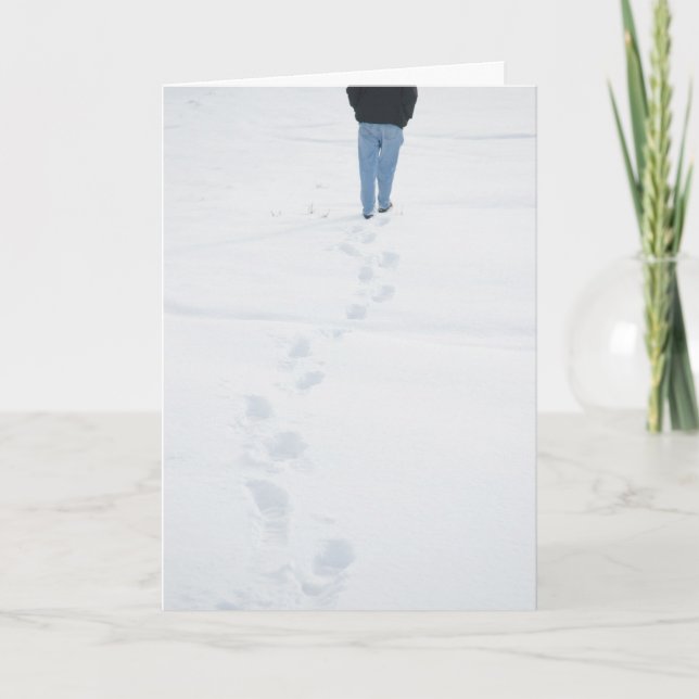 Pour Fêtes Annuelles Cartes d'hiver Empreintes dans la Neige Fraîche (Devant)