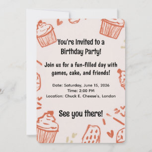 Pour Fêtes Annuelles Cartes d'invitation Anniversaire Féminin Cupcakes