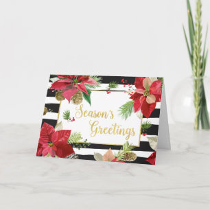 Pour Fêtes Annuelles Cartes Étoilées Poinsettias, Rayures Noires
