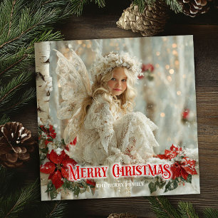 Pour Fêtes Annuelles Cartes festives rouges blanches or ange victorien