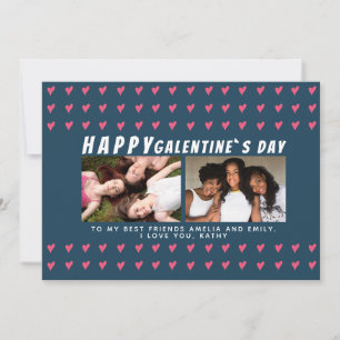 Pour Fêtes Annuelles Cartes Galentine`s Day Friends 2 Photo à coeurs ro