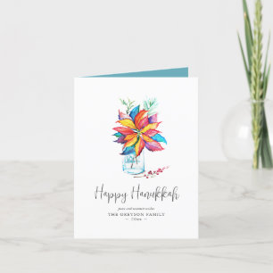 Pour Fêtes Annuelles Cartes Hanoukka Rustique coloré Poinsettia