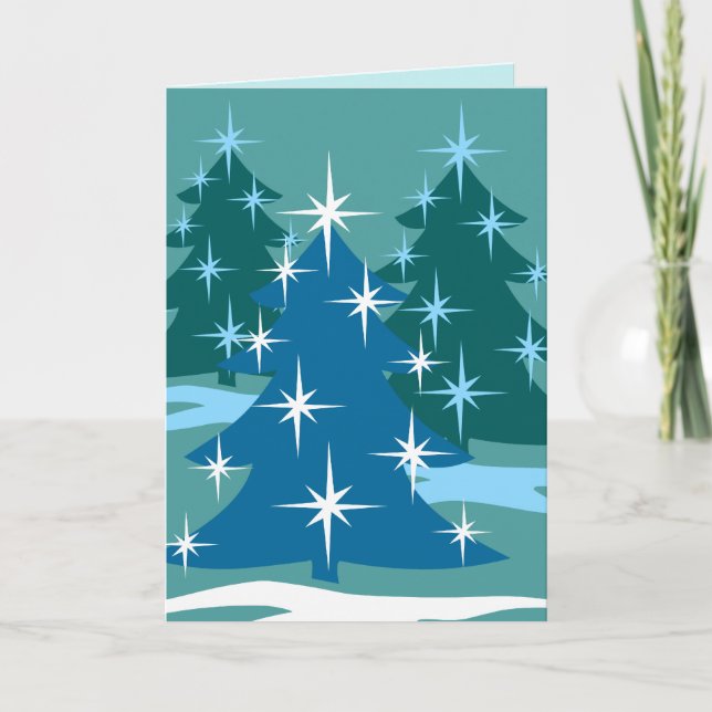 Pour Fêtes Annuelles Cartes Joyeuses Classic Blue Tree Card (Devant)