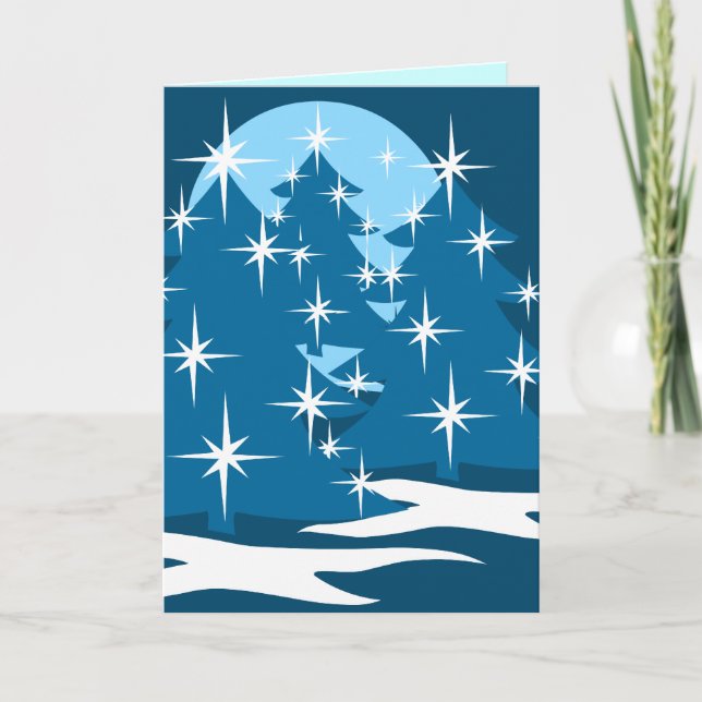 Pour Fêtes Annuelles Cartes Joyeuses Classic Blue Tree Card (Devant)