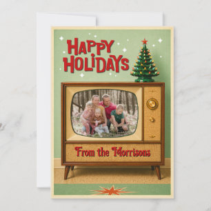 Pour Fêtes Annuelles Cartes Joyeux Noël Photo Télé Rétro