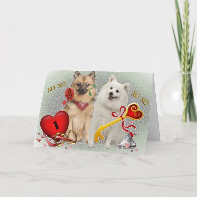 Pour Fêtes Annuelles Cartes jumelles Keeshond Valentine (Devant)