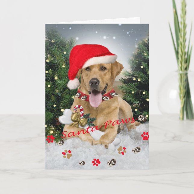 Pour Fêtes Annuelles Cartes Père Noël Retriever Labrador (Devant)