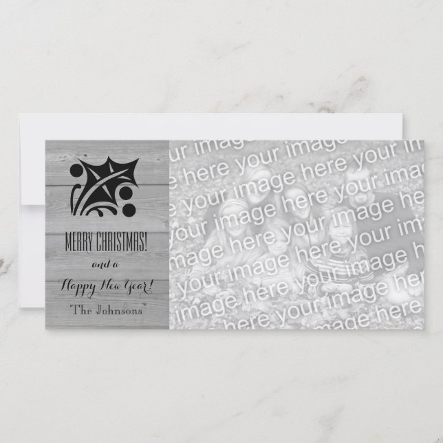 Pour Fêtes Annuelles Cartes photo de Noël rustique avec photo personnal (Devant)