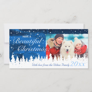 Pour Fêtes Annuelles Cartes photos de Noël bleu personnalisées