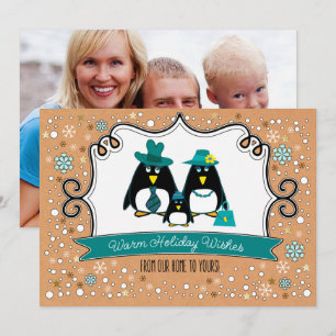 Pour Fêtes Annuelles Cartes photos de Noël de famille de pingouins amus