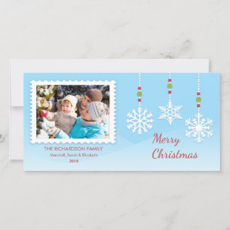 Pour Fêtes Annuelles Cartes photos de Noël de Flocon de neige suspendu