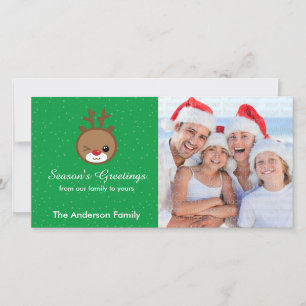Pour Fêtes Annuelles Cartes photos de Noël de Kawaii Reindeer