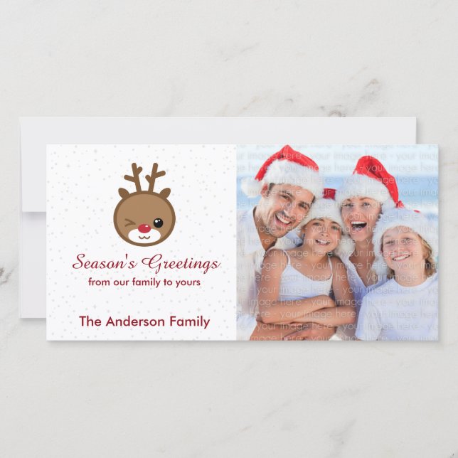 Pour Fêtes Annuelles Cartes photos de Noël de Kawaii Reindeer (Devant)