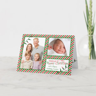 Pour Fêtes Annuelles Cartes photos de Noël Rouge Vert