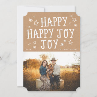 Pour Fêtes Annuelles Cartes photos de Noël Rustic Happy Joy
