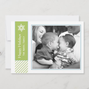 Pour Fêtes Annuelles Cartes photos verts de vacances de flocon de neige