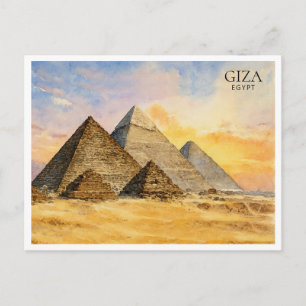 Pour Fêtes Annuelles Cartes postale de voyage à l'aquarelle des pyramid