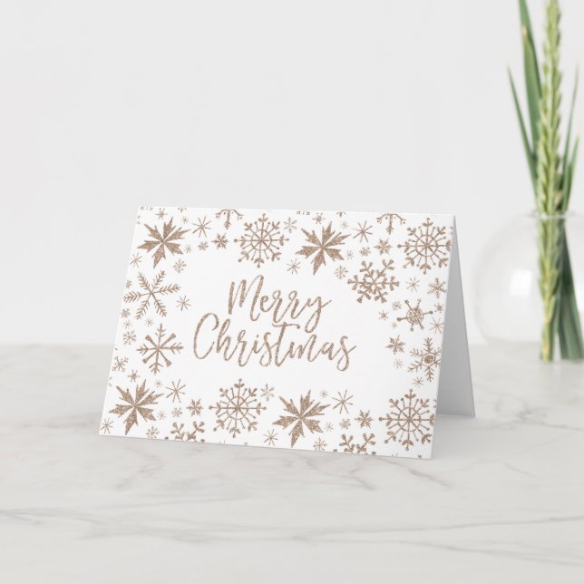 Pour Fêtes Annuelles Cartes roses de Joyeux Noël de flocon de neige de (Devant)