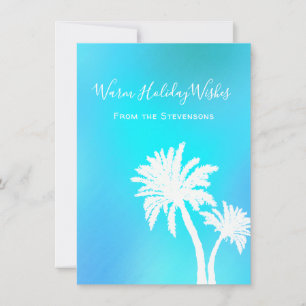 Pour Fêtes Annuelles Cartes simples de Noël tropical bleu avec palmiers
