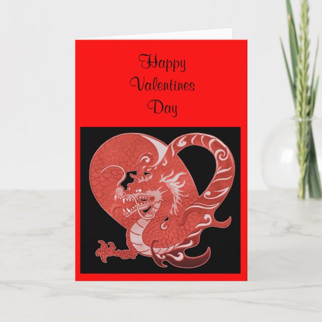 Pour Fêtes Annuelles Cartes Valentines Coeurs et Dragon (Devant)