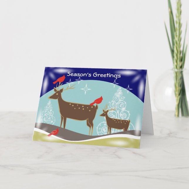 Pour Fêtes Annuelles Cerfs communs, arbres de Noël et cartes de voeux (Devant)