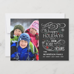 Pour Fêtes Annuelles Chalkboard Holiday Appartement Cartes photos