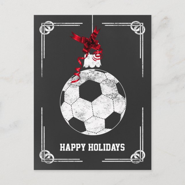 Pour Fêtes Annuelles Chalkboard soccer joueur Cartes de Noël (Devant)