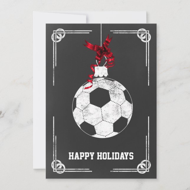 Pour Fêtes Annuelles Chalkboard soccer joueur Cartes de Noël (Devant)