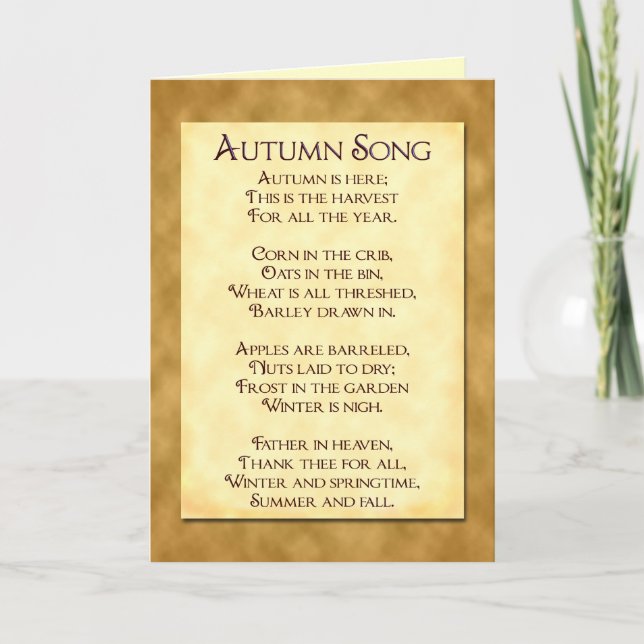Pour Fêtes Annuelles Chanson d'automne Thanksgiving Poem Cartes de voeu (Devant)