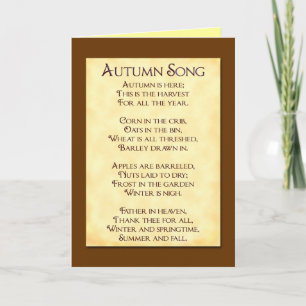 Pour Fêtes Annuelles Chanson d'automne Thanksgiving Poem Cartes de voeu