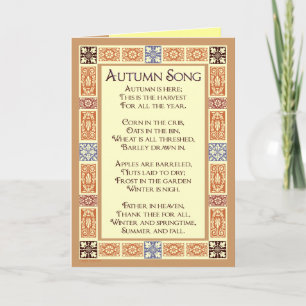 Pour Fêtes Annuelles Chanson d'automne Thanksgiving Poem Cartes de voeu