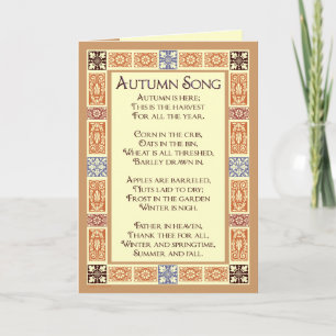 Pour Fêtes Annuelles Chanson d'automne Thanksgiving Poem Cartes de voeu
