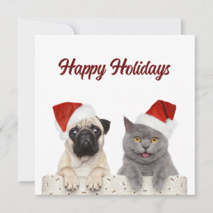 Pour Fêtes Annuelles Chat Et Chien Joyeux Noël Joyeux Cartes de fin de