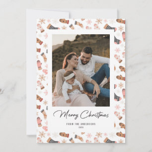 Pour Fêtes Annuelles Chaussettes Gants Snowflakes Photo Cartes de Noël