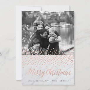 Pour Fêtes Annuelles CHIC NOËL Rose or et marbre cartes photos