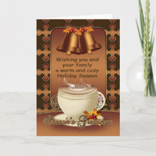 Pour Fêtes Annuelles Chocolat Chaud Cartes De Noël Cloches Et Holly