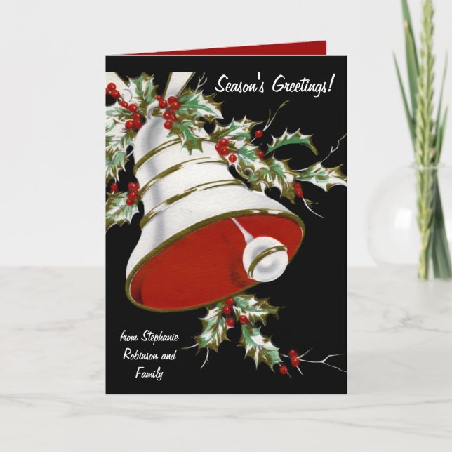 Pour Fêtes Annuelles Cloche blanche et cartes de Noël personnalisées Ho (Devant)