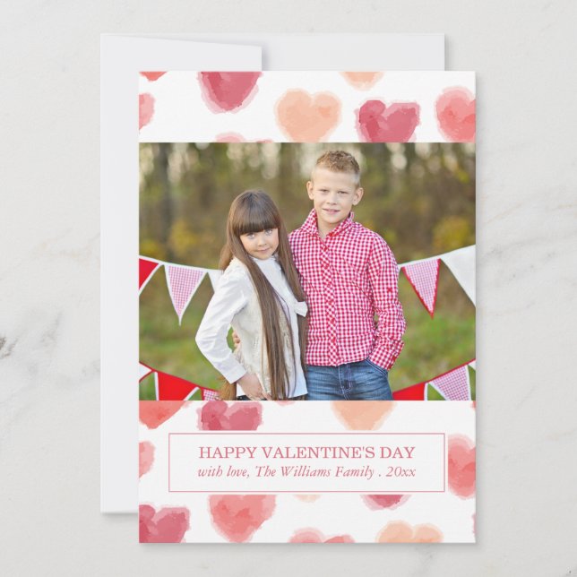 Pour Fêtes Annuelles Coeurs aquarelle | Cartes Saint Valentin (Devant)