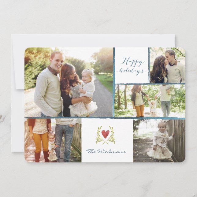 Pour Fêtes Annuelles Collage Cartes de Noël - Cartes de Cerfs Floraux R (Devant)