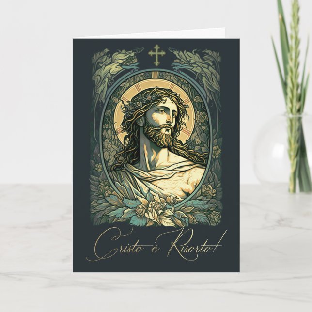 Pour Fêtes Annuelles Cristo e' Risorto. Cartes de Pâques en italien (Devant)