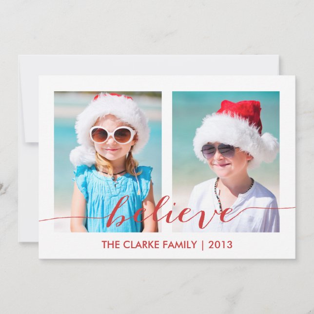 Pour Fêtes Annuelles Croyez deux cartes de vacances photo (Devant)